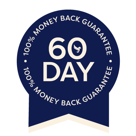 60 day guarantee logo for 40+ and 55+